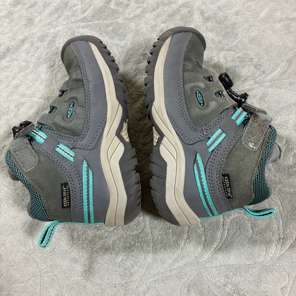 Keen Kids Waterproof Hiking Boots Size 11 Grey Teal Mid - Picture 10 of 10